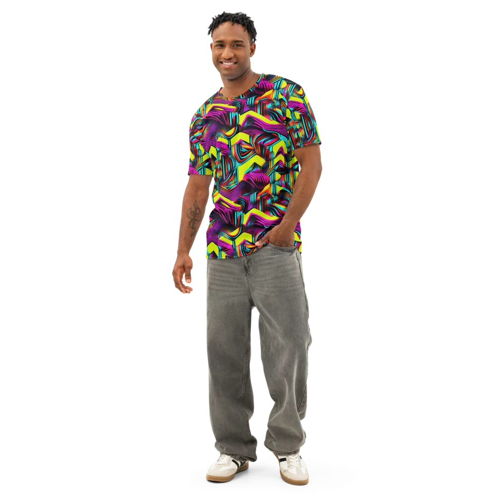 Neon Fold on Men's Cotton Crew Neck T-Shirt — Front