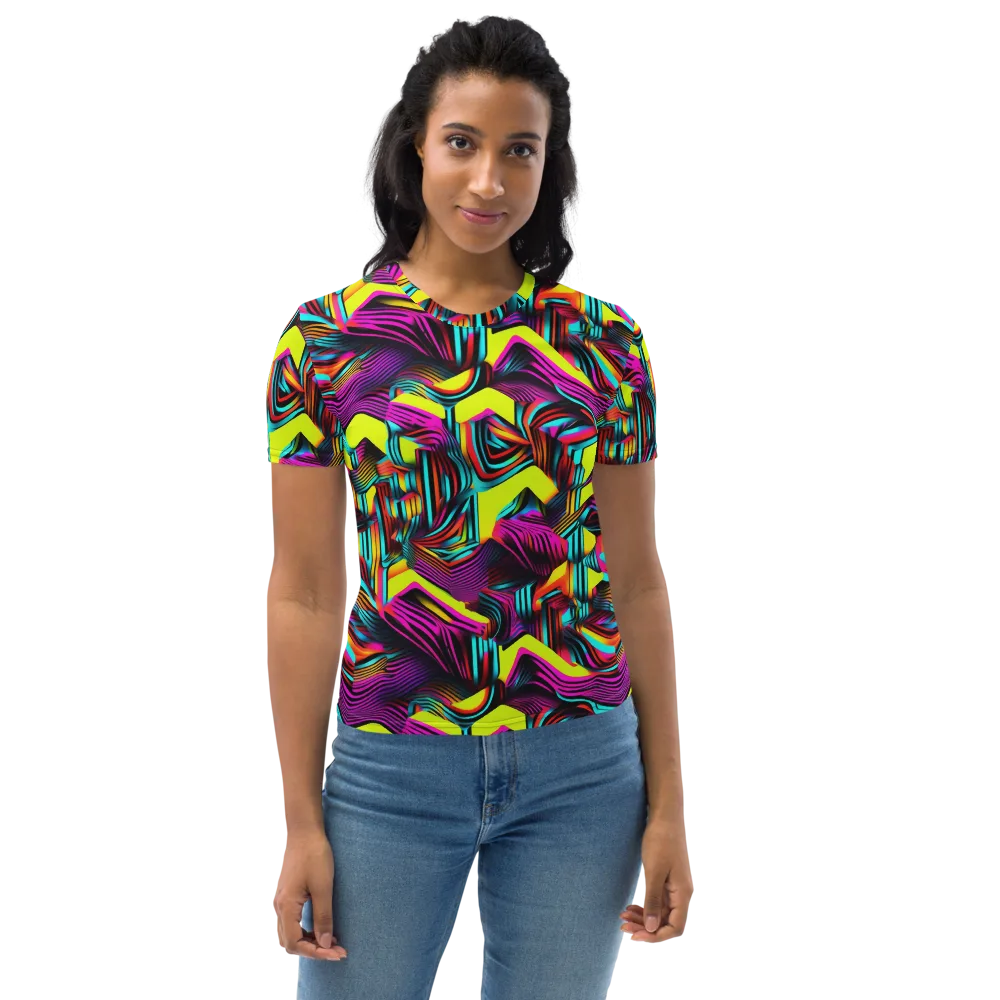 Neon Fold on Women's Crew Neck T-Shirt — Front