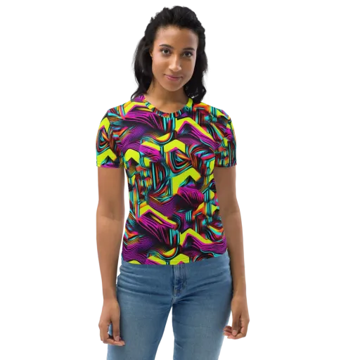 Neon Fold on a Women's Crew Neck T-Shirt