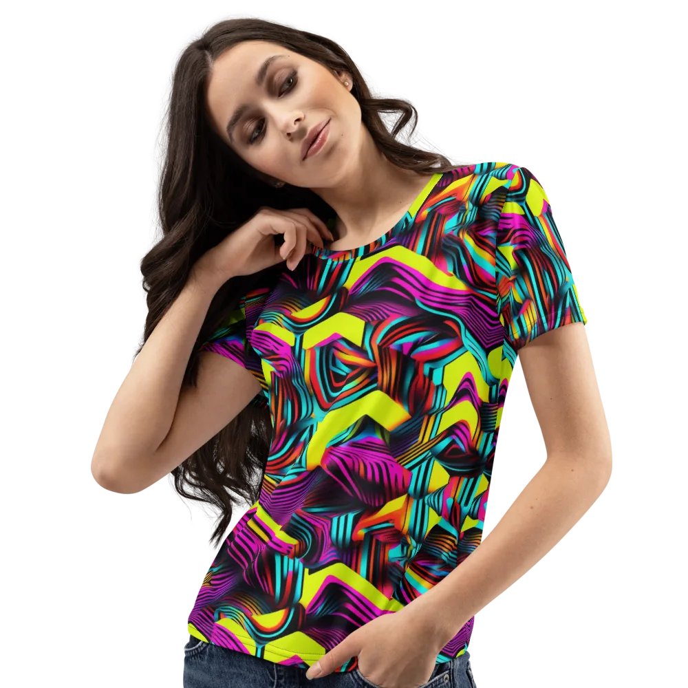 Neon Fold on Women's Crew Neck T-Shirt — Left Front