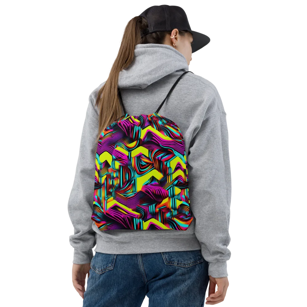 Neon Fold on Drawstring Bag — Front