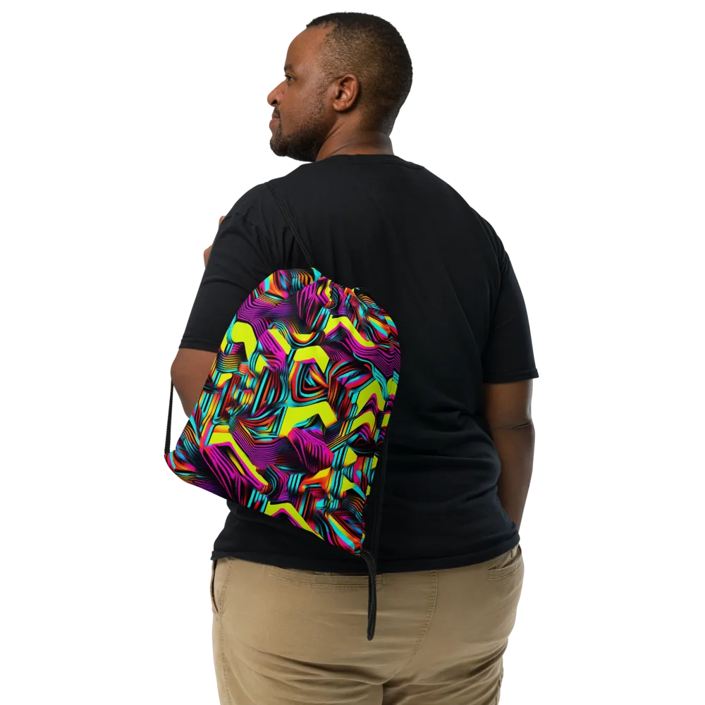 Neon Fold on Drawstring Bag — Front