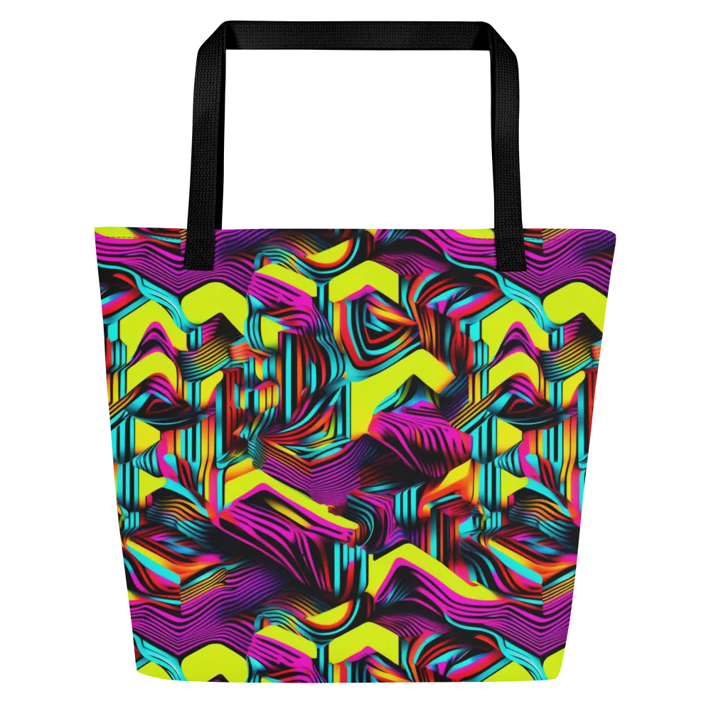 Neon Fold on Large Tote Bag W/ Pocket — Front