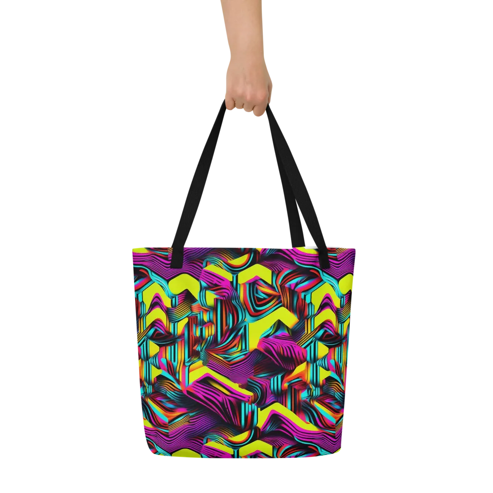 Neon Fold on Large Tote Bag W/ Pocket — Front