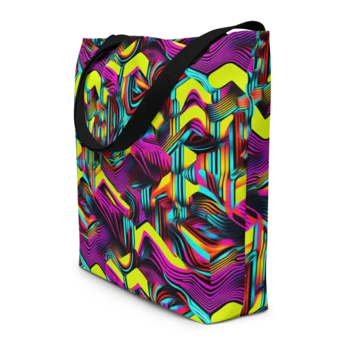 Neon Fold on a Large Tote Bag W/ Pocket