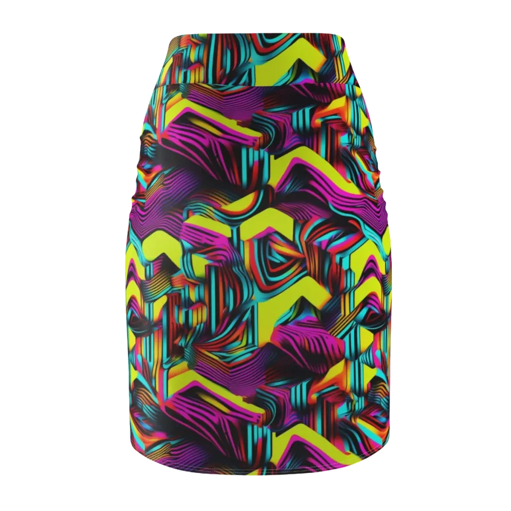 Neon Fold on Pencil Skirt — Back