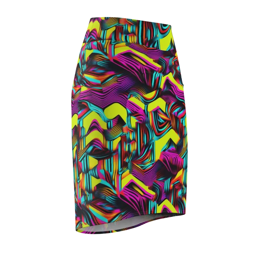 Neon Fold on Pencil Skirt — Front Side