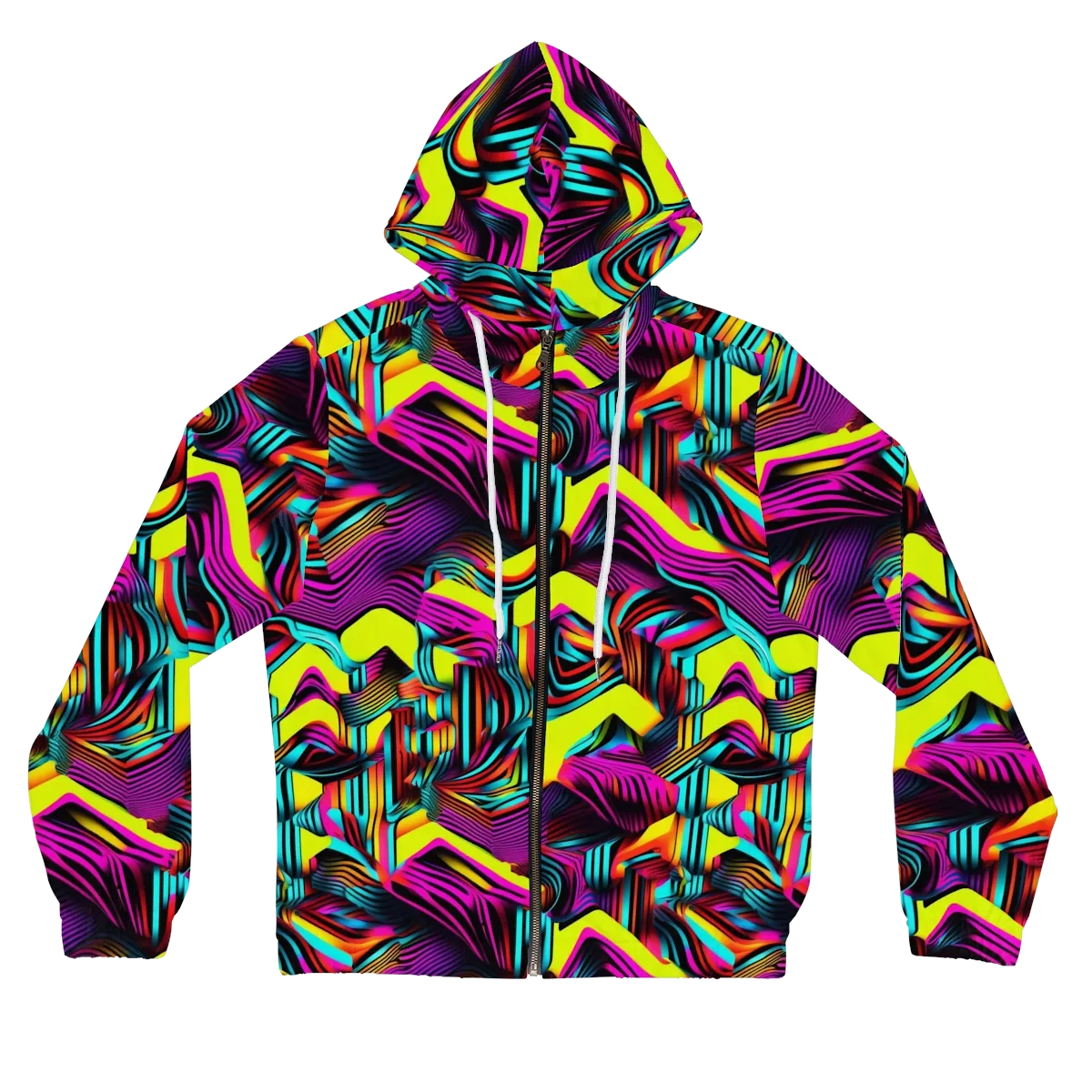 Neon Fold on Women's Full-Zip Hoodie — Front