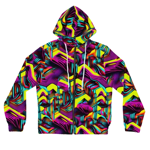 Neon Fold on a Women's Full-Zip Hoodie