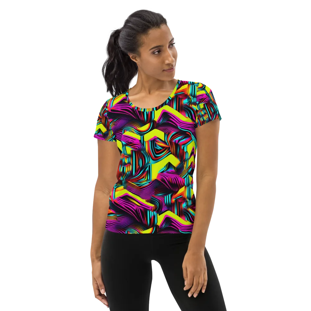 Neon Fold on Women's Athletic T-Shirt — Front