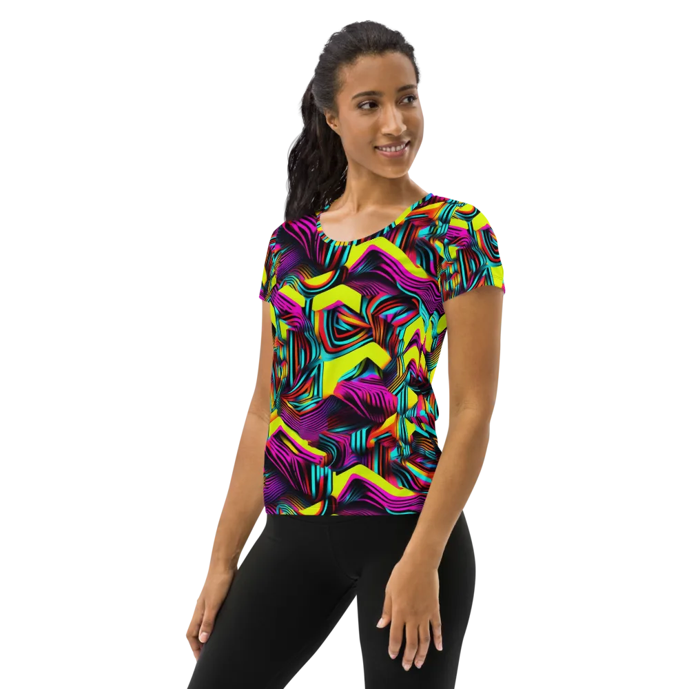 Neon Fold on Women's Athletic T-Shirt — Left