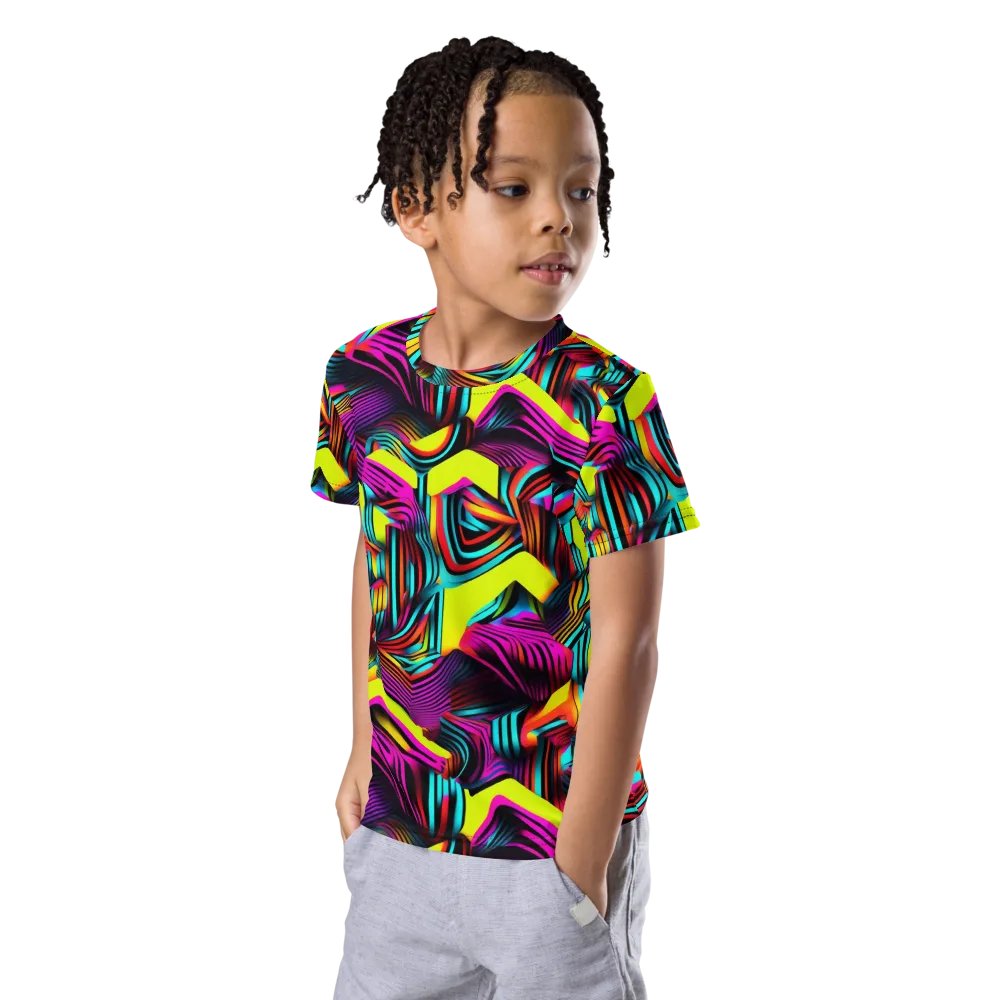 Neon Fold on Kids Crew Neck T-Shirt — Left Front
