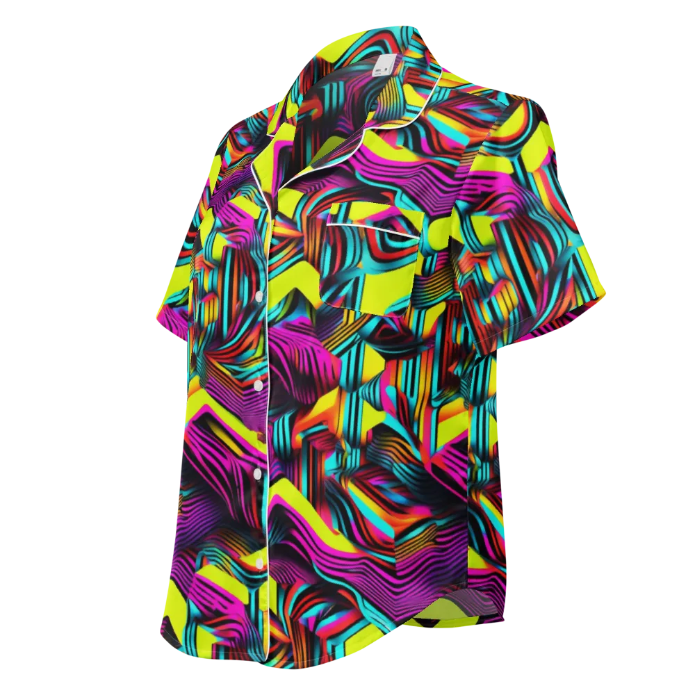 Neon Fold on Women's Short Sleeve Pajama Top — Left Front