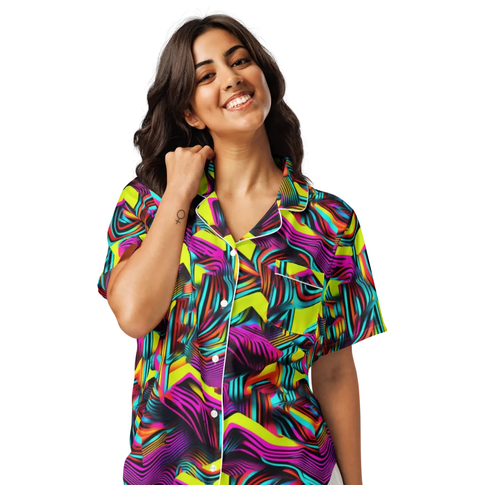 Neon Fold on Women's Short Sleeve Pajama Top — Front