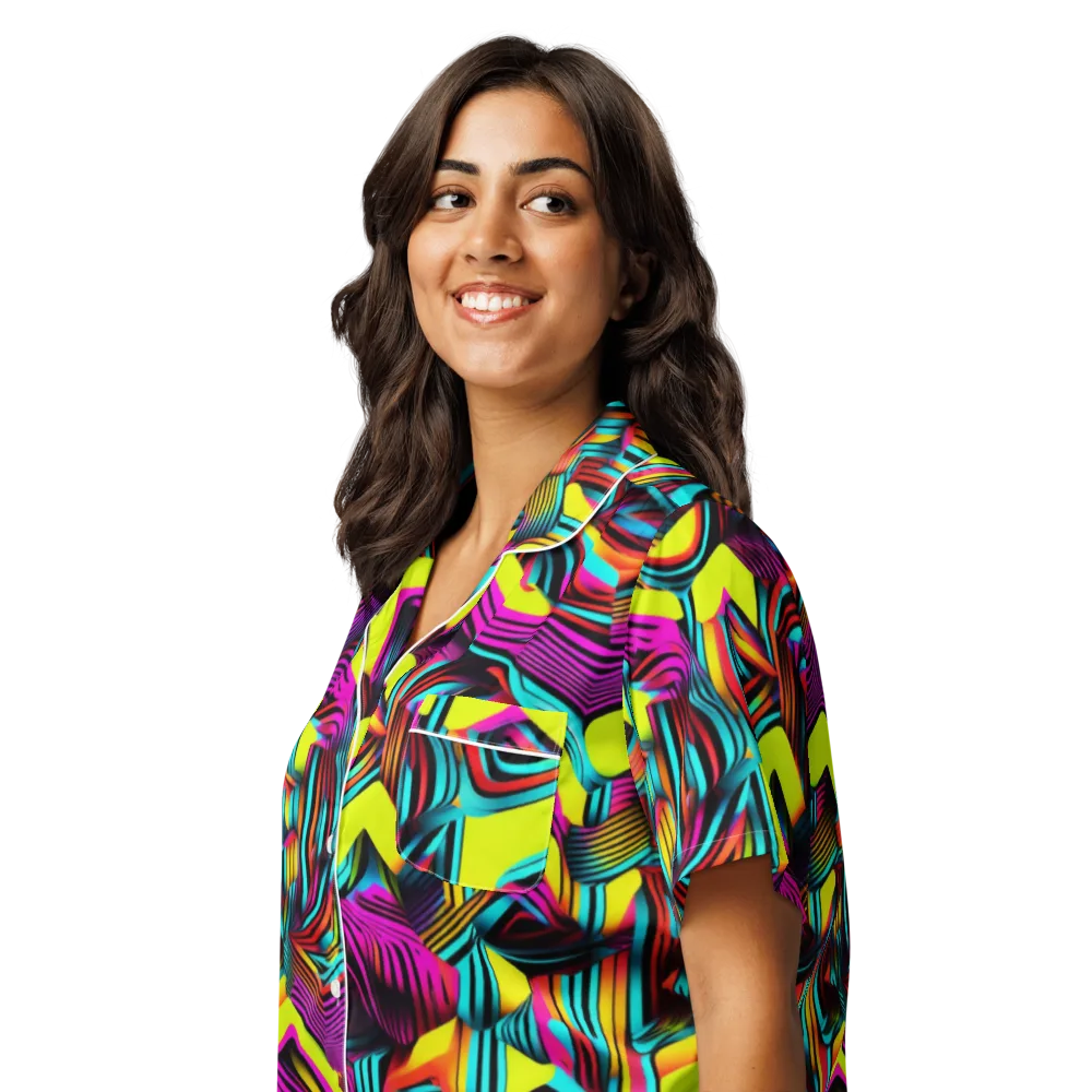Neon Fold on Women's Short Sleeve Pajama Top — Left Front