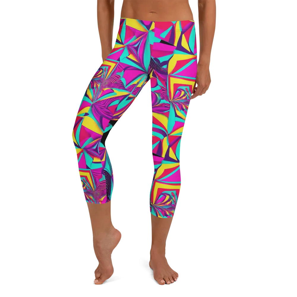 Vivid Frond on Capri Leggings — Front