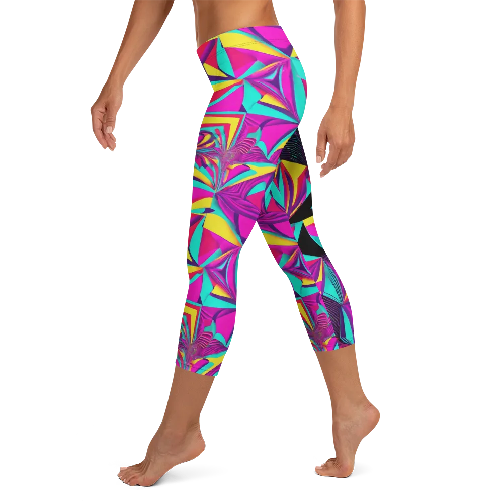 Vivid Frond on Capri Leggings — Left