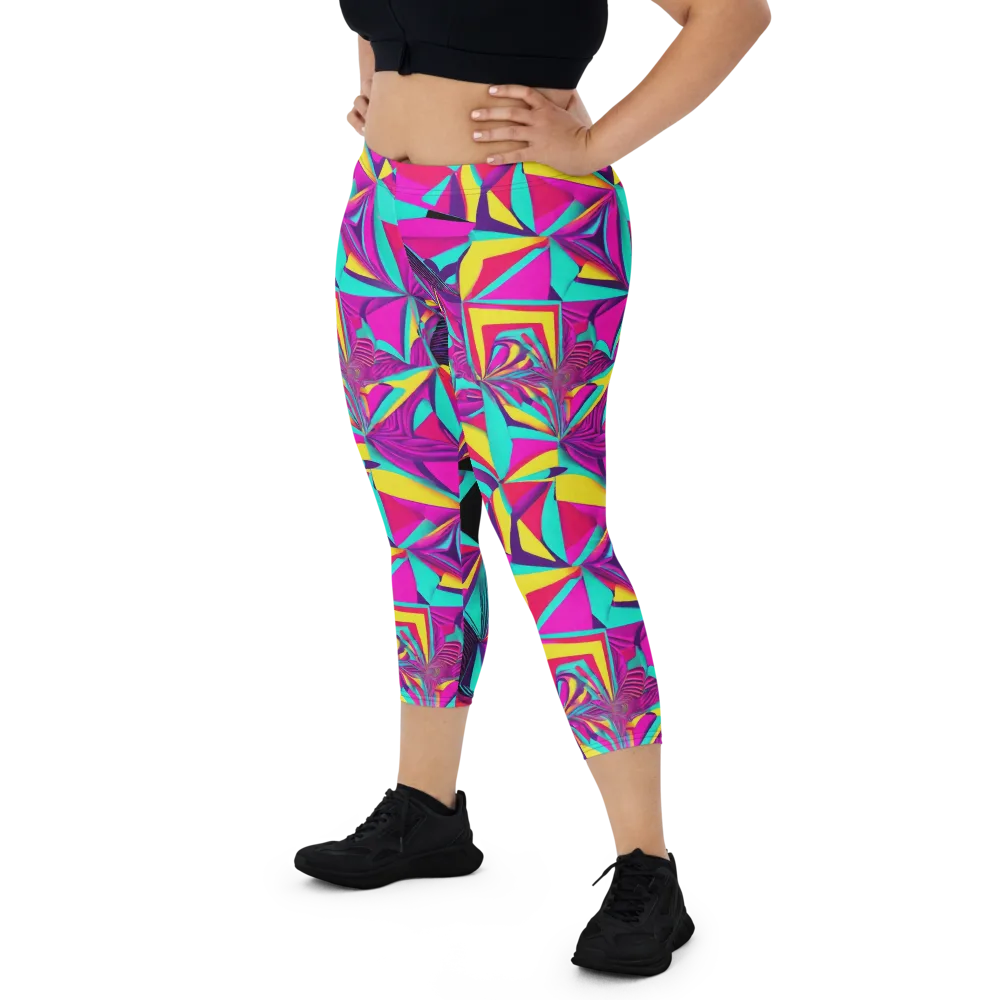 Vivid Frond on Capri Leggings — Front