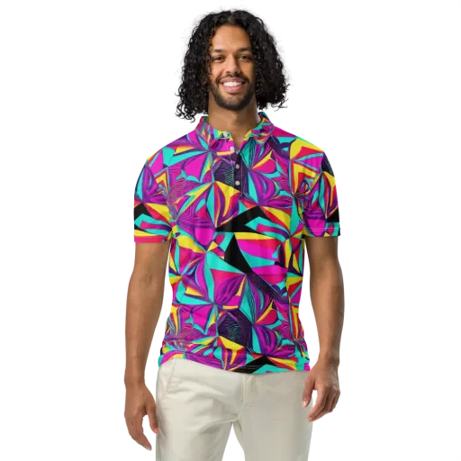 Vivid Frond on a Men's Slim Fit Polo Shirt