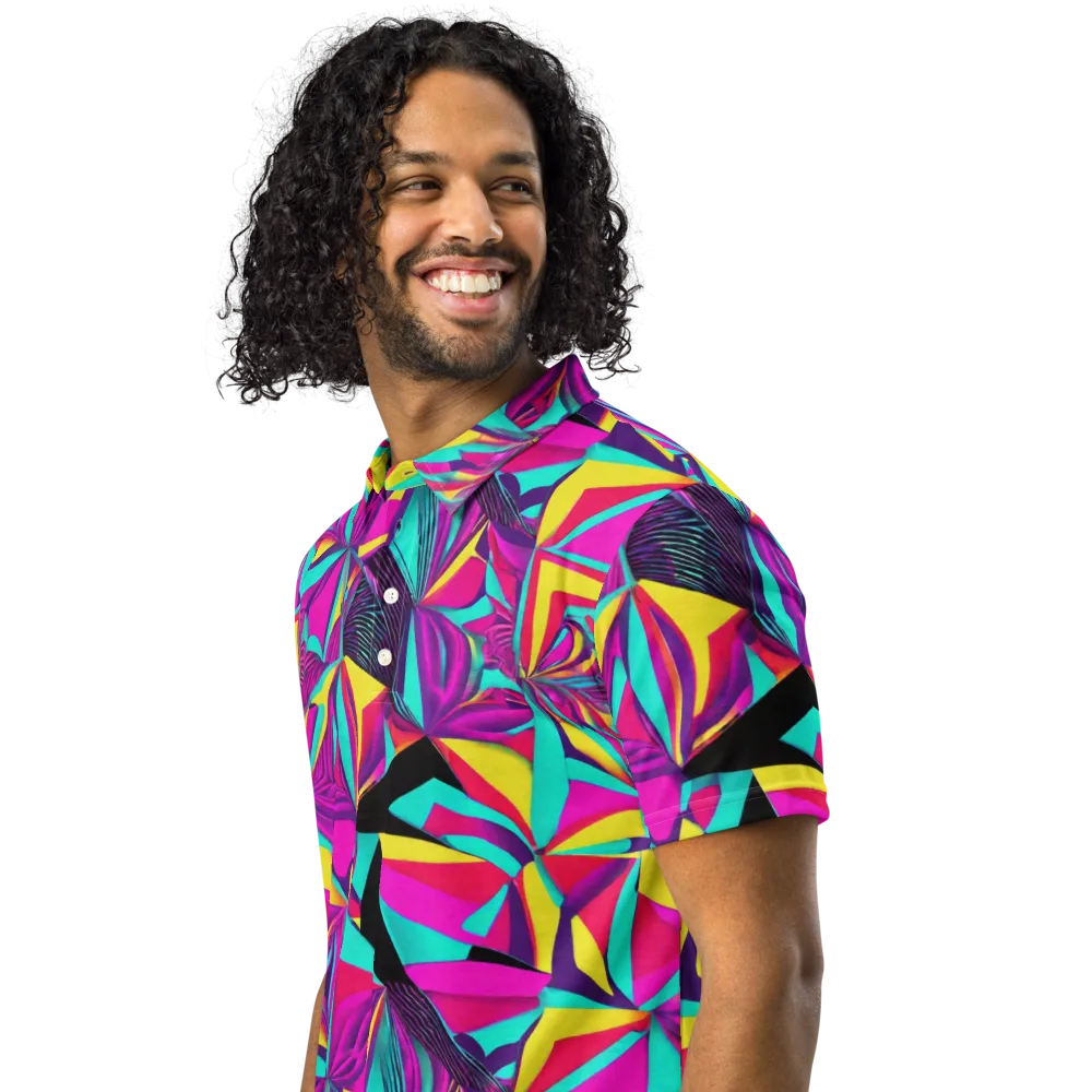 Vivid Frond on Men's Slim Fit Polo Shirt — Left Front