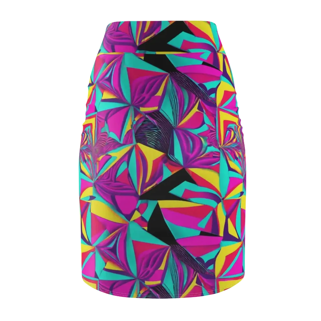 Vivid Frond on Pencil Skirt — Back