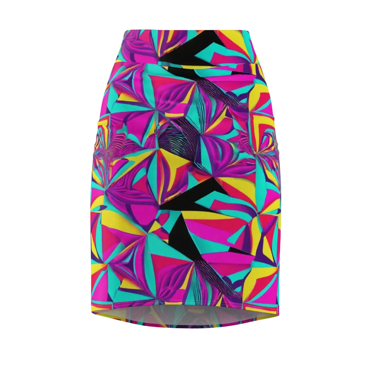 Vivid Frond on Pencil Skirt — Front