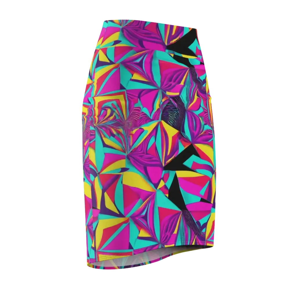 Vivid Frond on Pencil Skirt — Front Side