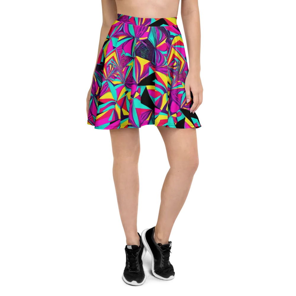 Vivid Frond on Skater Skirt — Front