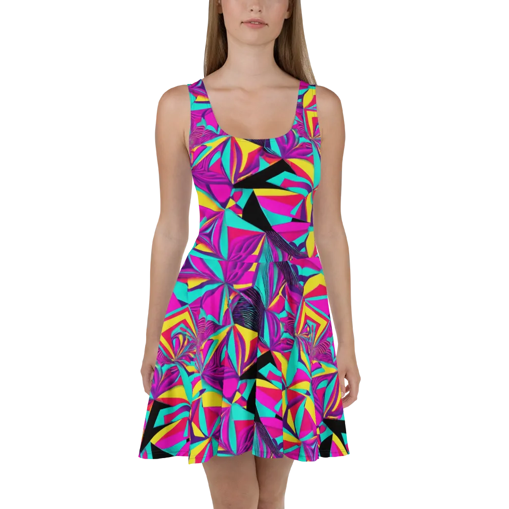 Vivid Frond on Skater Dress — Front