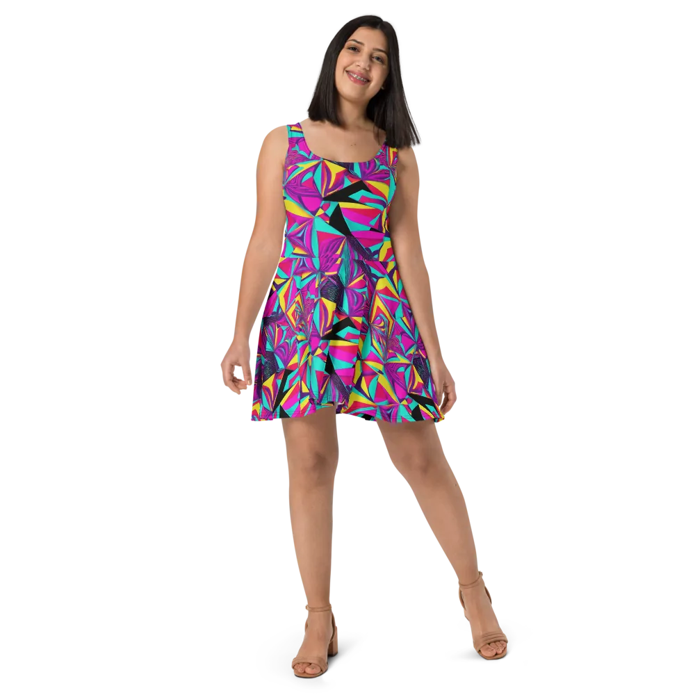 Vivid Frond on Skater Dress — Front