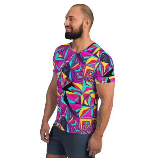Vivid Frond on a Men's Athletic T-Shirt