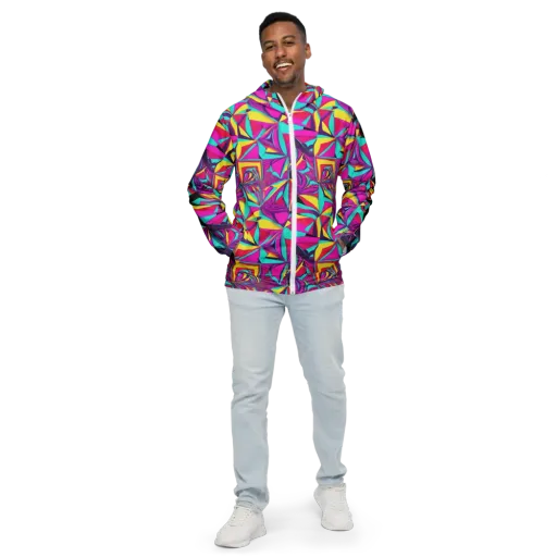Vivid Frond on a Men's Windbreaker