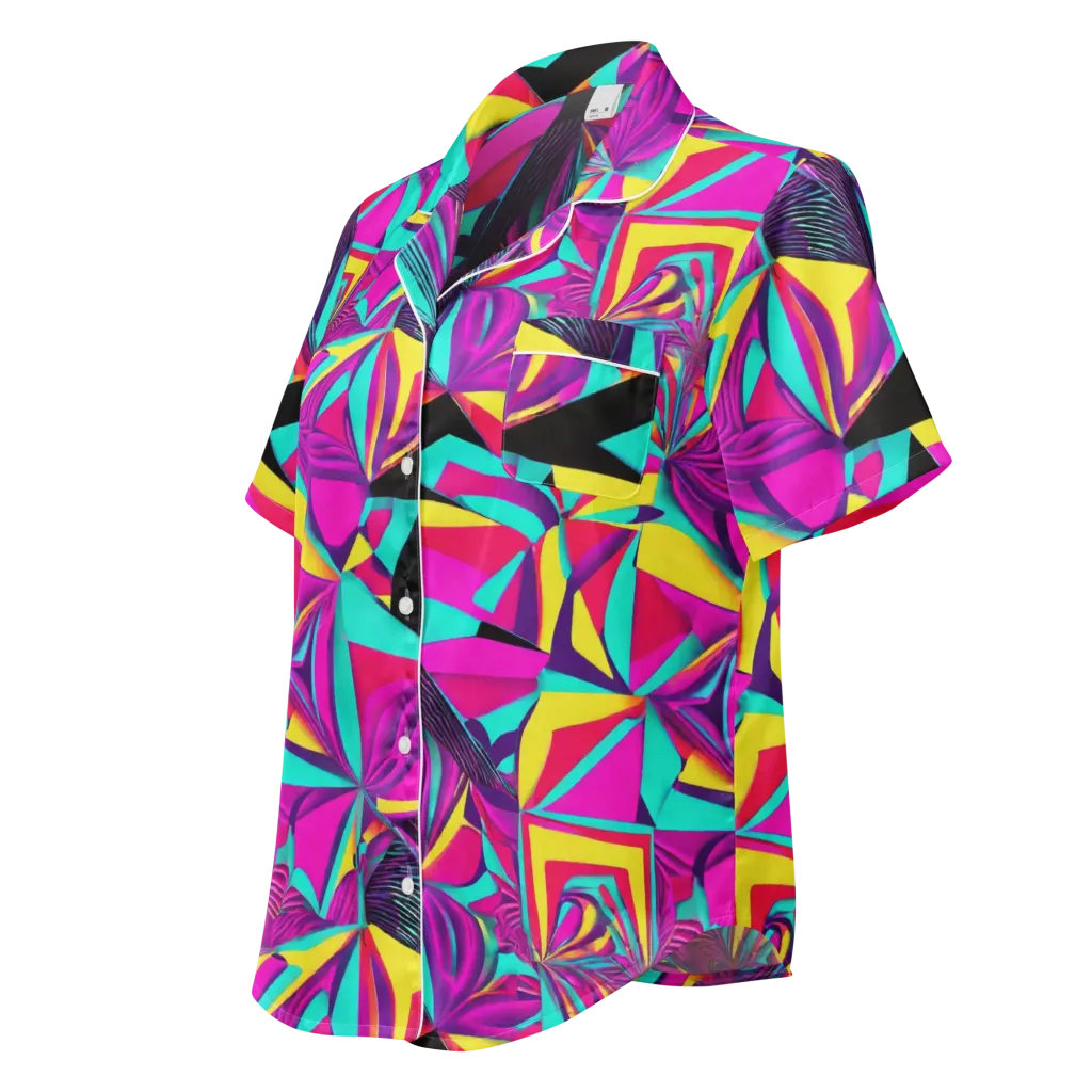 Vivid Frond on Women's Short Sleeve Pajama Top — Left Front