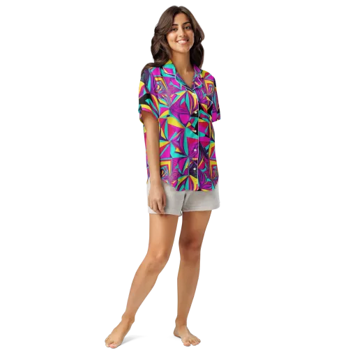 Vivid Frond on a Women's Short Sleeve Pajama Top