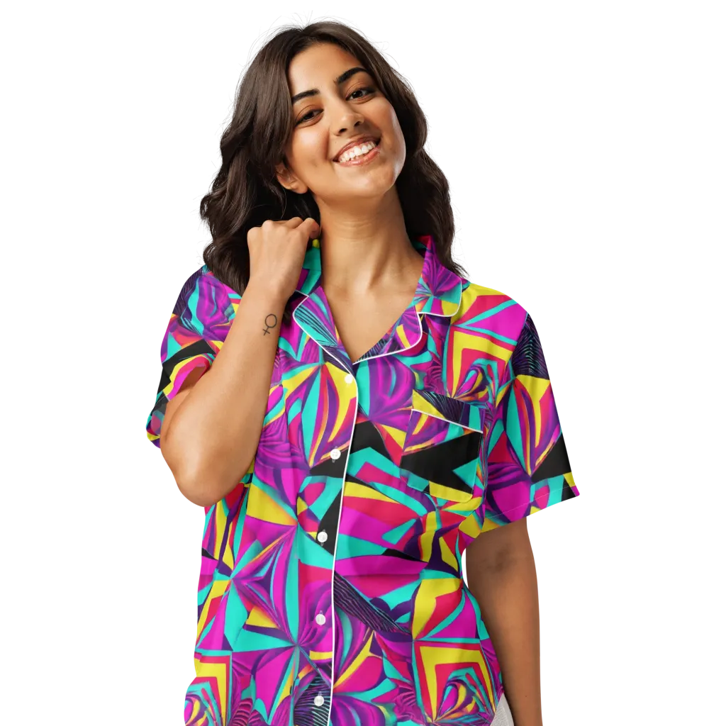 Vivid Frond on Women's Short Sleeve Pajama Top — Front
