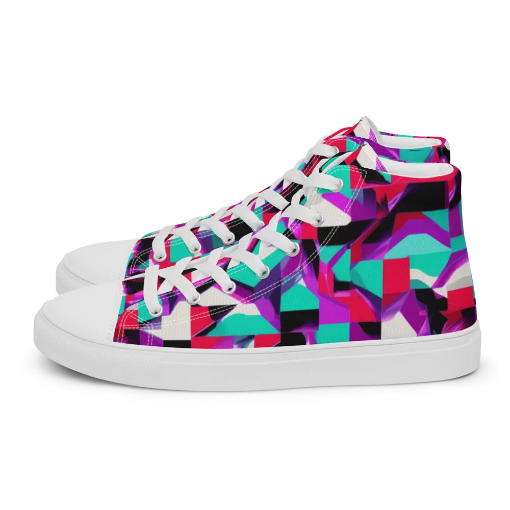 Ultraviolet Blocks on Men's High Top Canvas Shoes — Left