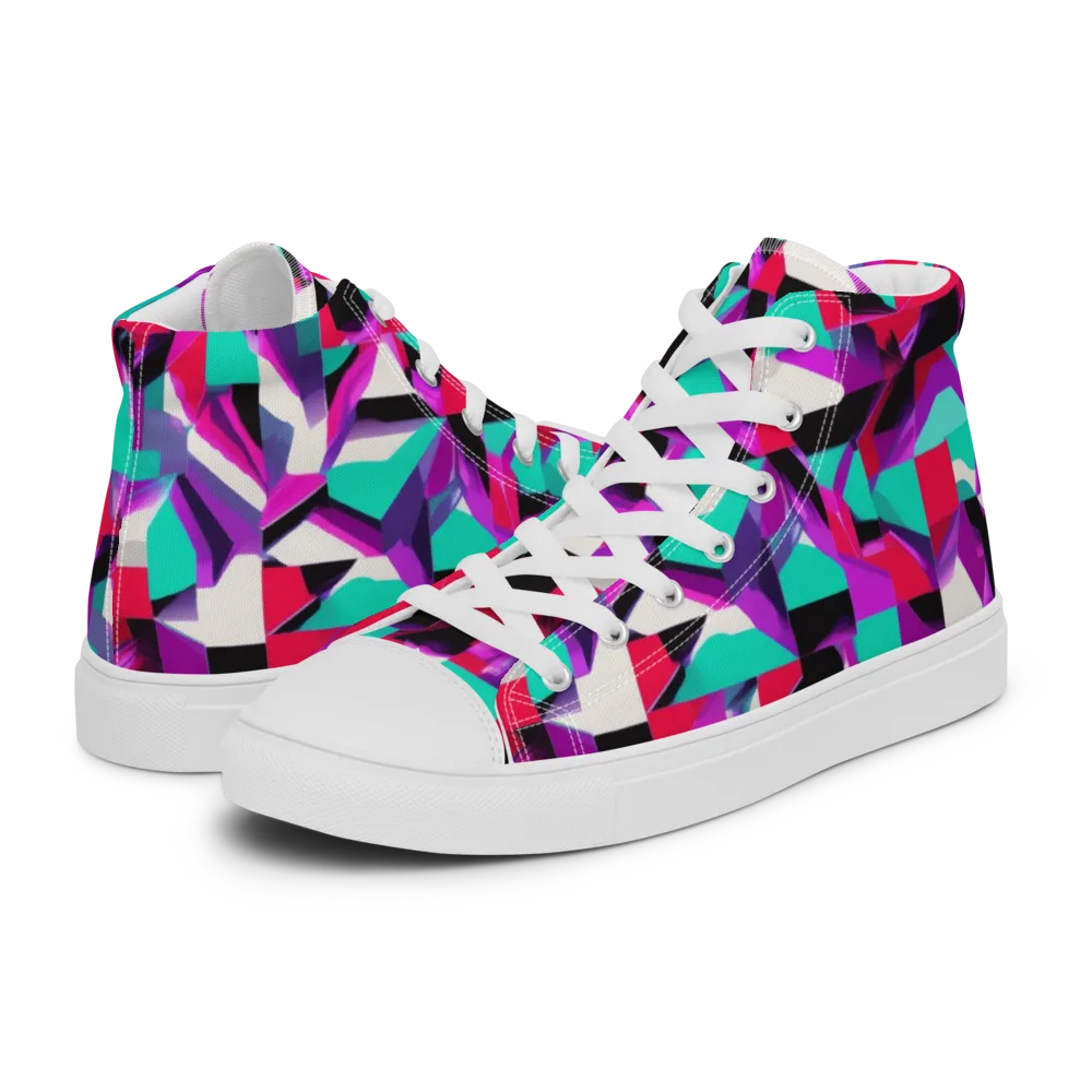 Ultraviolet Blocks on Men's High Top Canvas Shoes — Left
