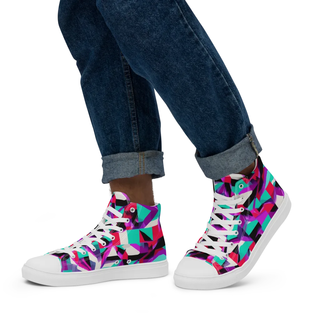 Ultraviolet Blocks on Men's High Top Canvas Shoes — Left