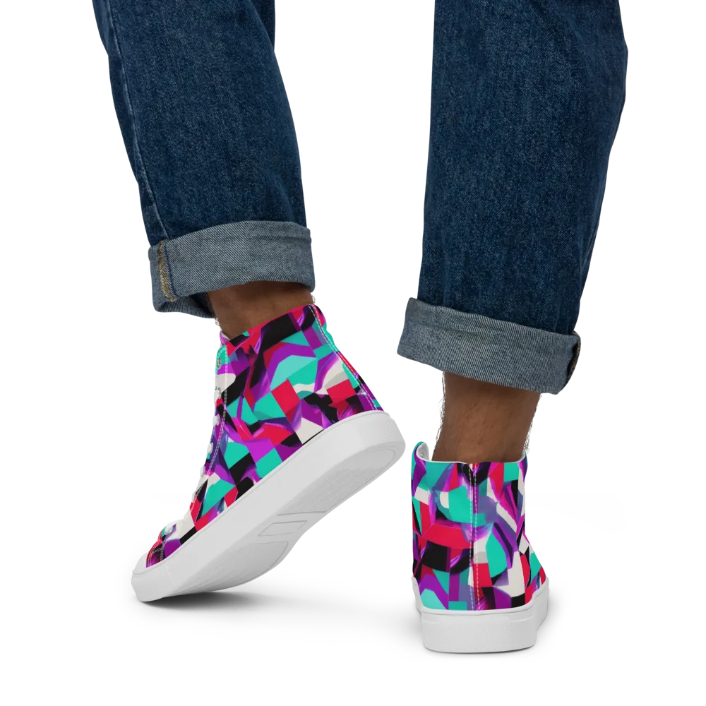 Ultraviolet Blocks on Men's High Top Canvas Shoes — Back