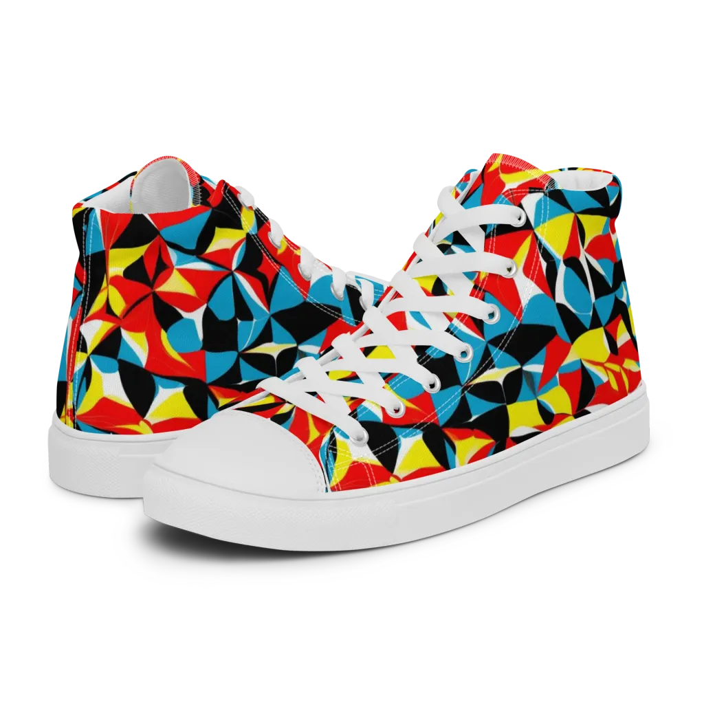 Neon Petal on Women's High Top Canvas Shoes — Left