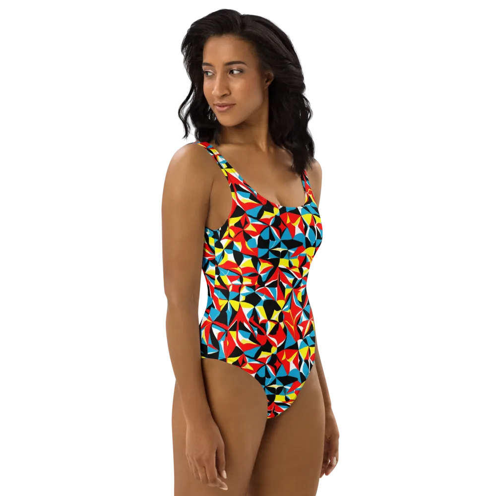 Neon Petal on One-Piece Swimsuit — Right
