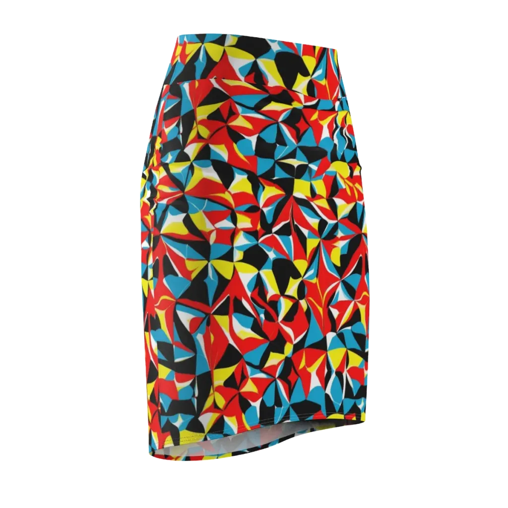 Neon Petal on Pencil Skirt — Front Side