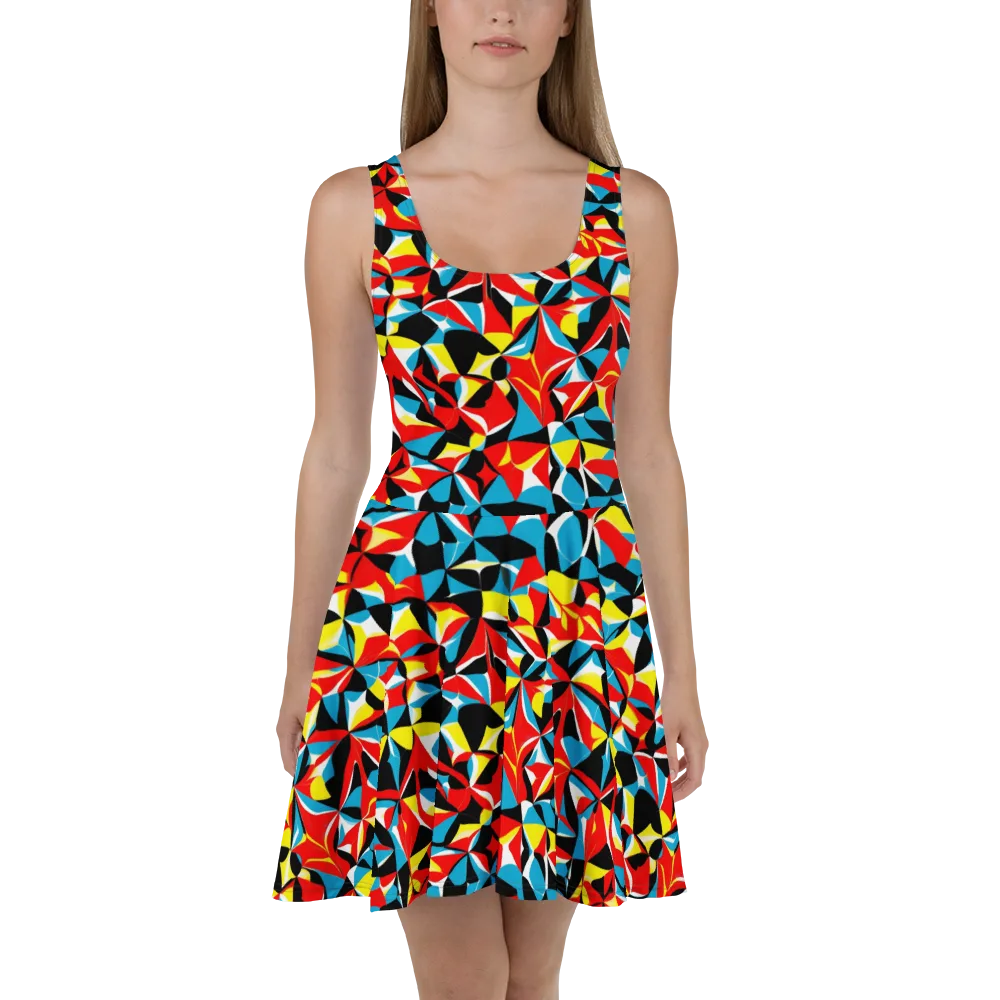 Neon Petal on Skater Dress — Front