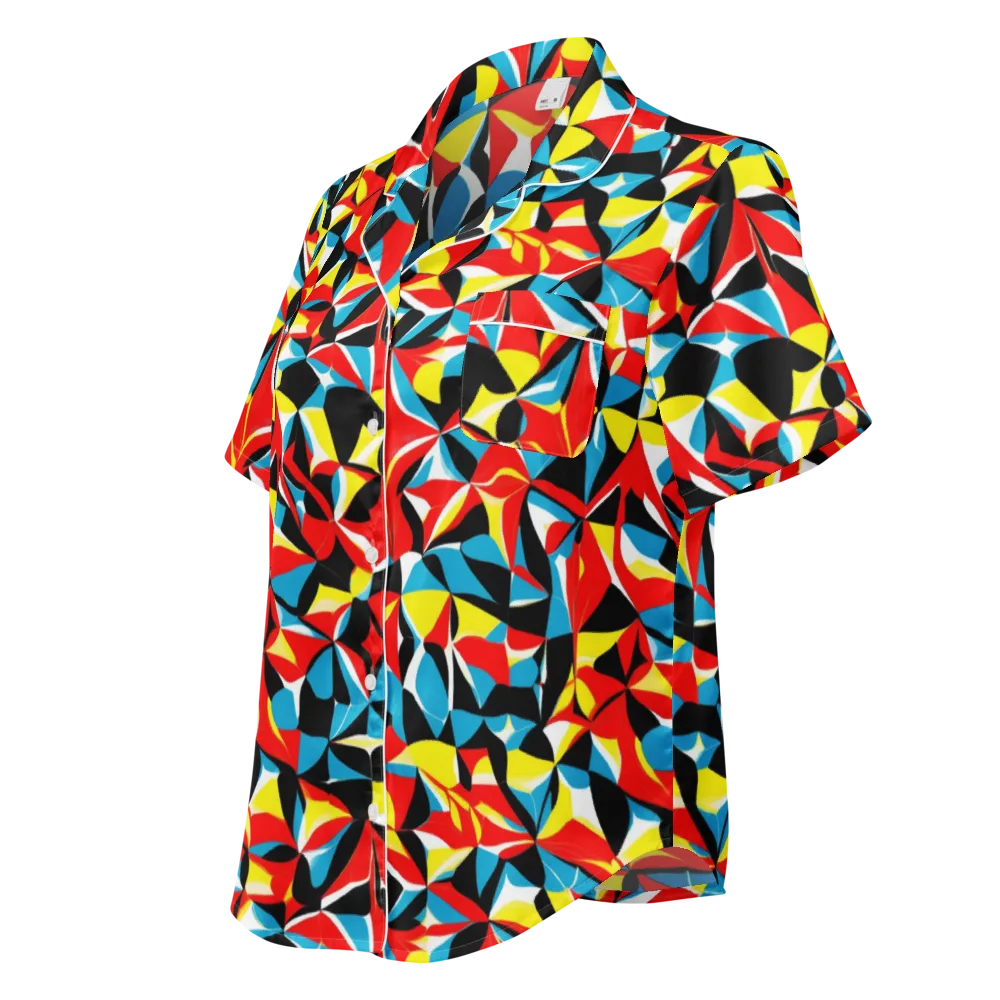 Neon Petal on Women's Short Sleeve Pajama Top — Left Front