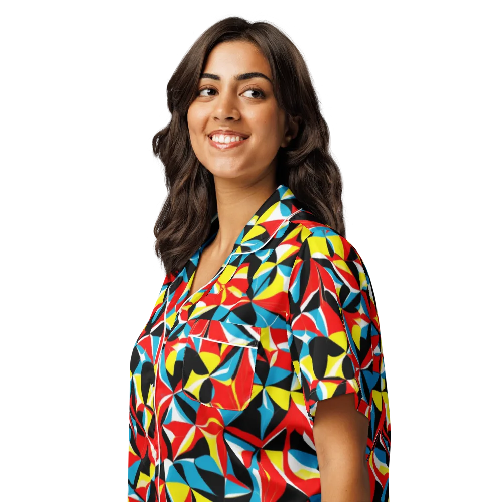 Neon Petal on Women's Short Sleeve Pajama Top — Left Front