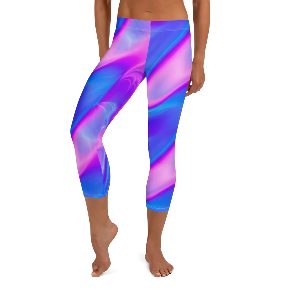 Cosmic Satin on Capri Leggings — Front
