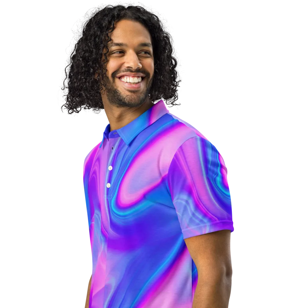 Cosmic Satin on Men's Slim Fit Polo Shirt — Left Front