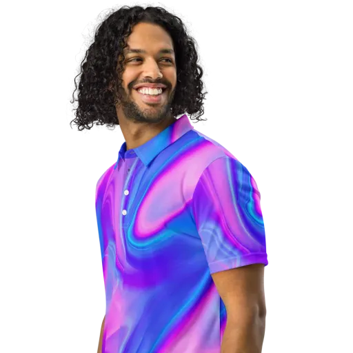 Cosmic Satin on a Men's Slim Fit Polo Shirt