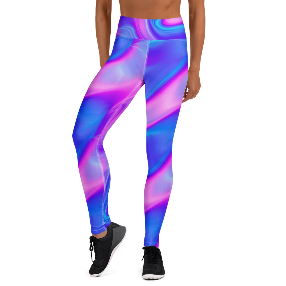 Cosmic Satin on Yoga Leggings — Front