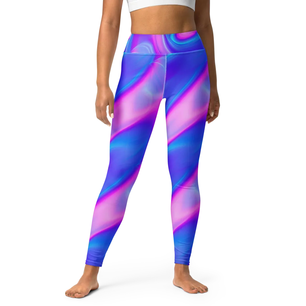 Cosmic Satin on Yoga Leggings — Front